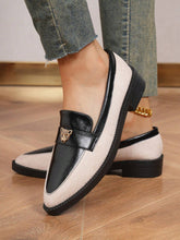 Ladies' Colorblock Pointed Toe Wedge Chelsea Loafers, British Style 2024 New Women's Slip-On Dress Pumps